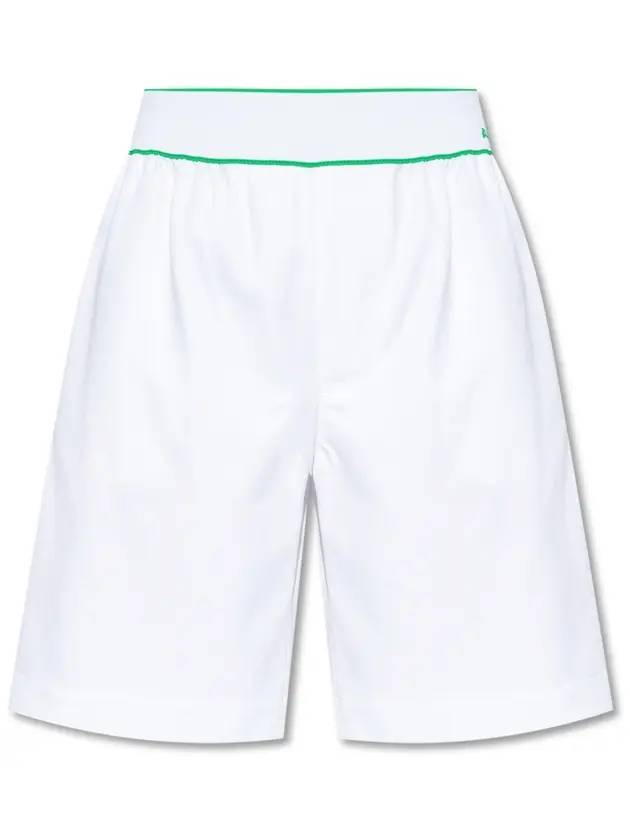 Bottega Veneta Women's Logo Cotton Paraket Banding Bermuda Shorts White