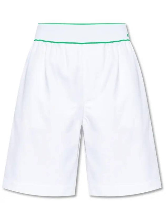 Bottega Veneta Women's Logo Cotton Paraket Banding Bermuda Shorts White