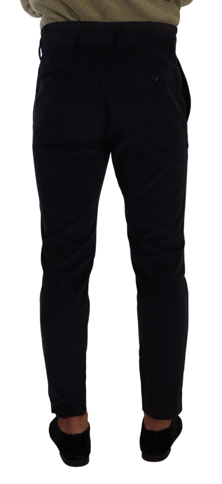 Dolce & Gabbana Blue Cotton Skinny Corduroy Trouser Men's Pants