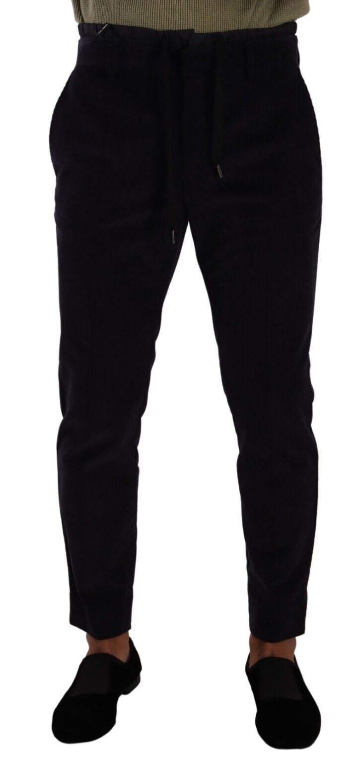 Dolce & Gabbana Blue Cotton Skinny Corduroy Trouser Men's Pants