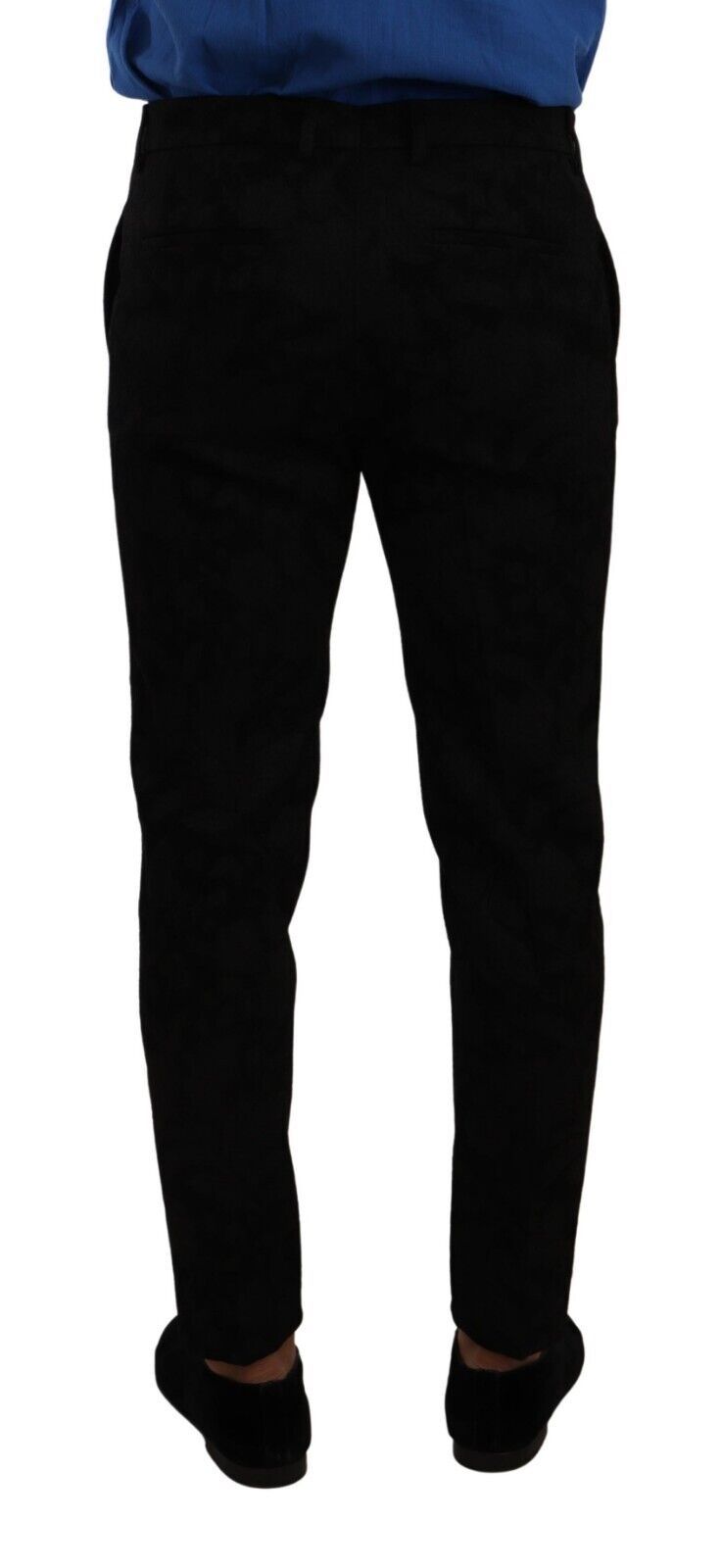Dolce & Gabbana Black Brocade Skinny Formal Trouser Dress Men's Pants