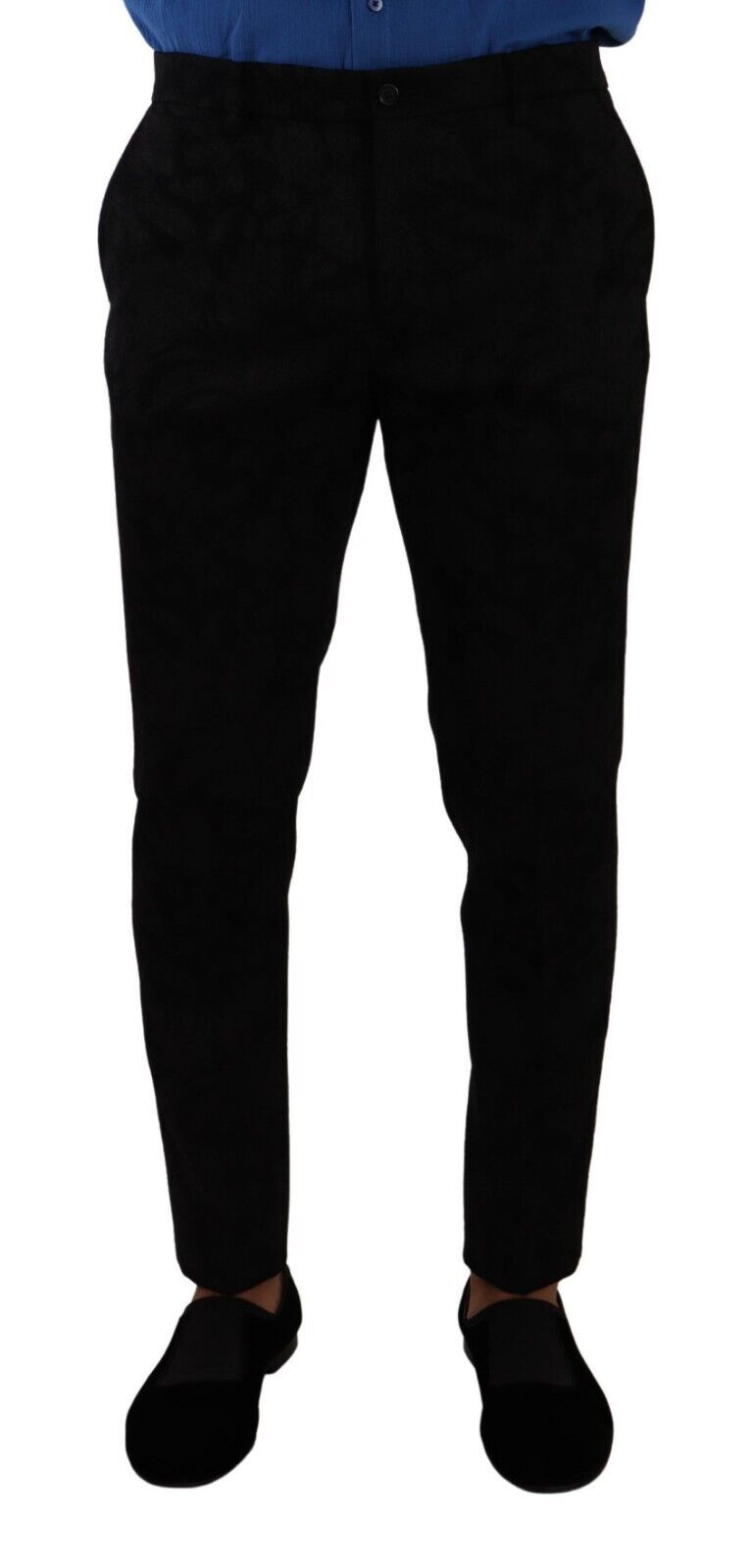 Dolce & Gabbana Black Brocade Skinny Formal Trouser Dress Men's Pants