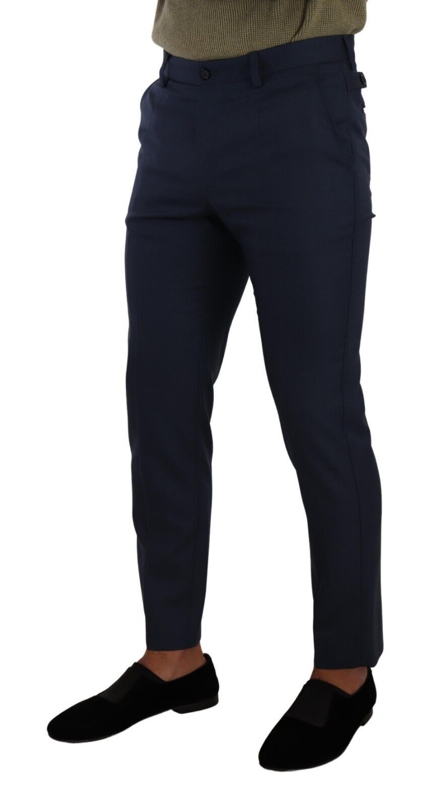 Dolce & Gabbana Dark Blue Wool Skinny Formal Dress Men's Pants