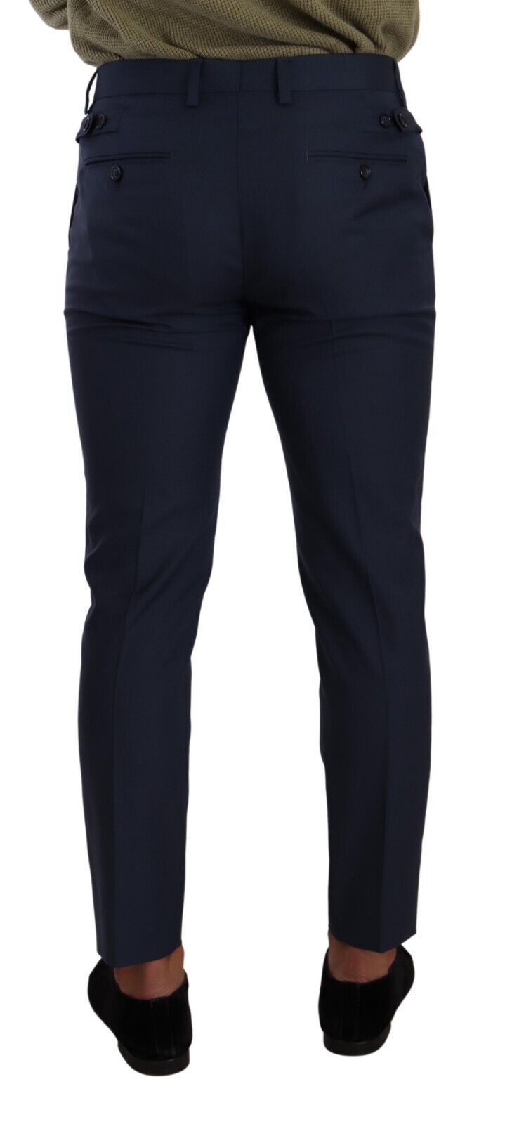 Dolce & Gabbana Dark Blue Wool Skinny Formal Dress Men's Pants