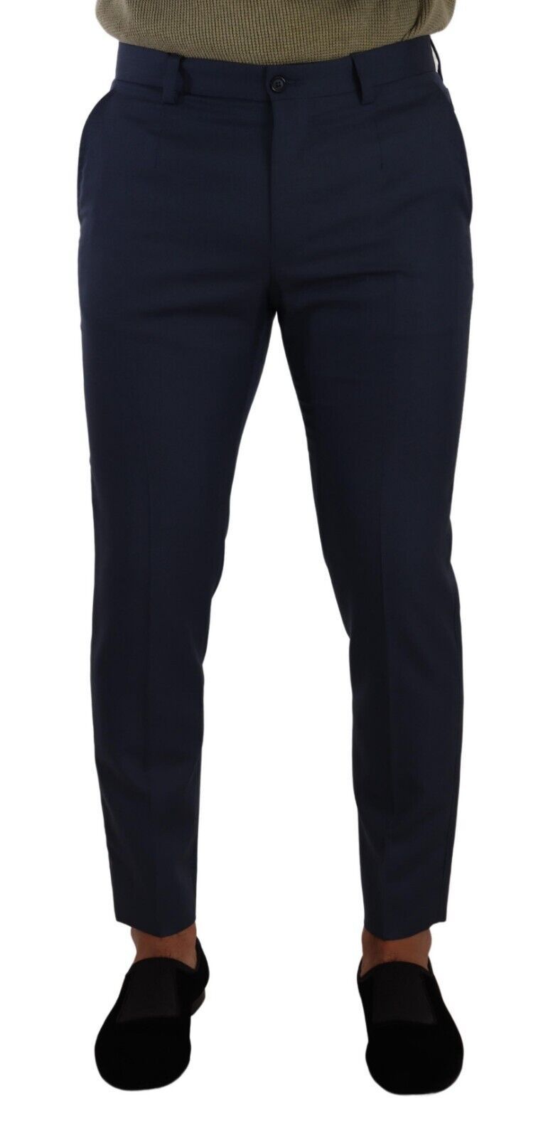 Dolce & Gabbana Dark Blue Wool Skinny Formal Dress Men's Pants