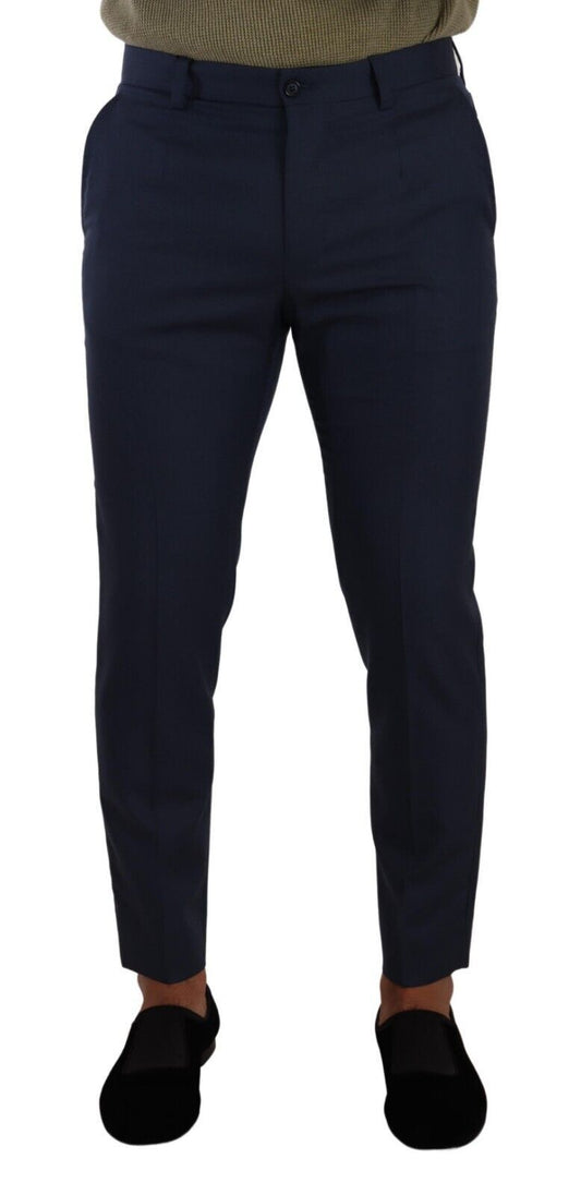 Dolce & Gabbana Dark Blue Wool Skinny Formal Dress Men's Pants