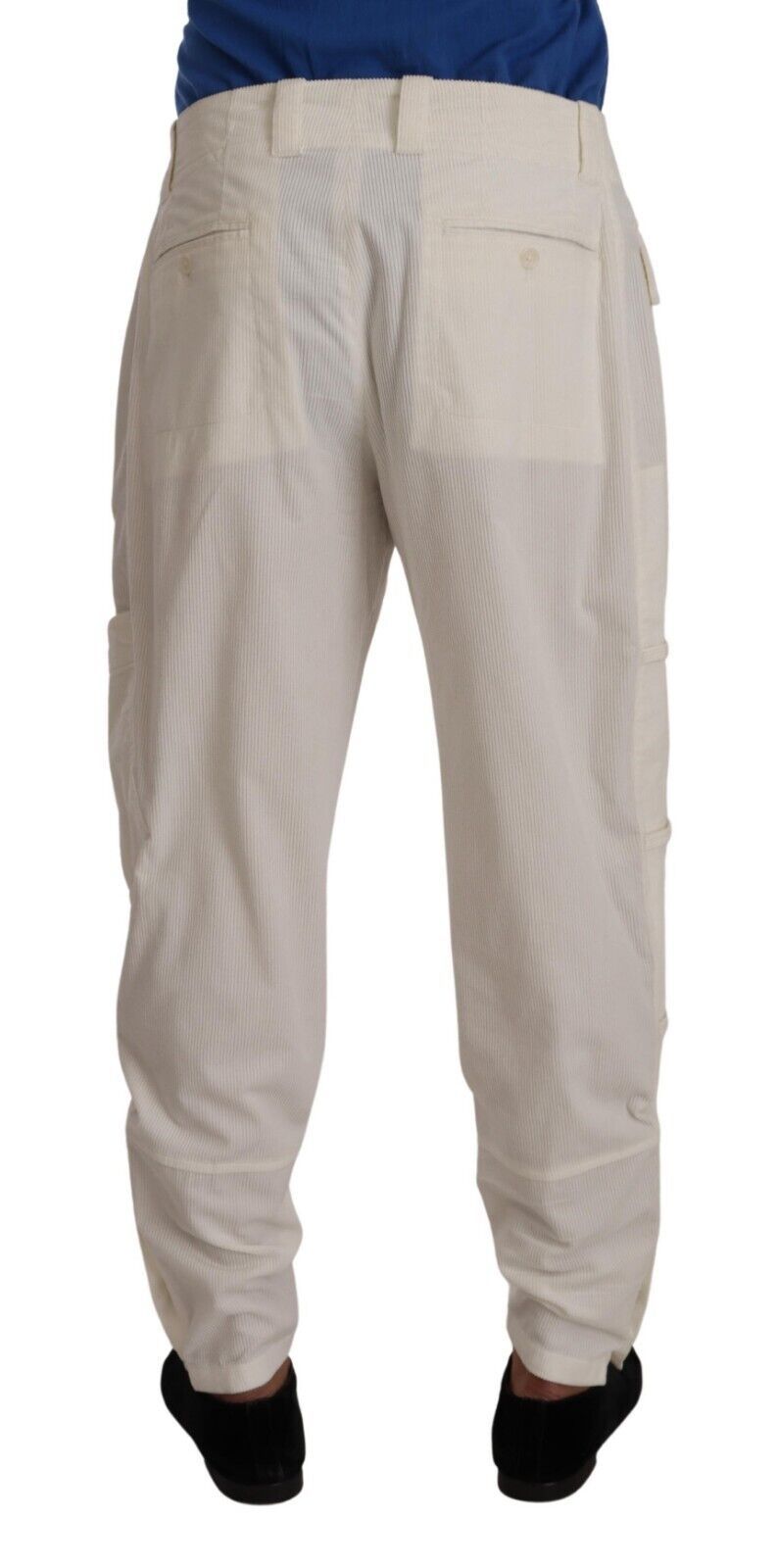 Dolce & Gabbana Off White Cotton Corduroy Cargo Men's Pants