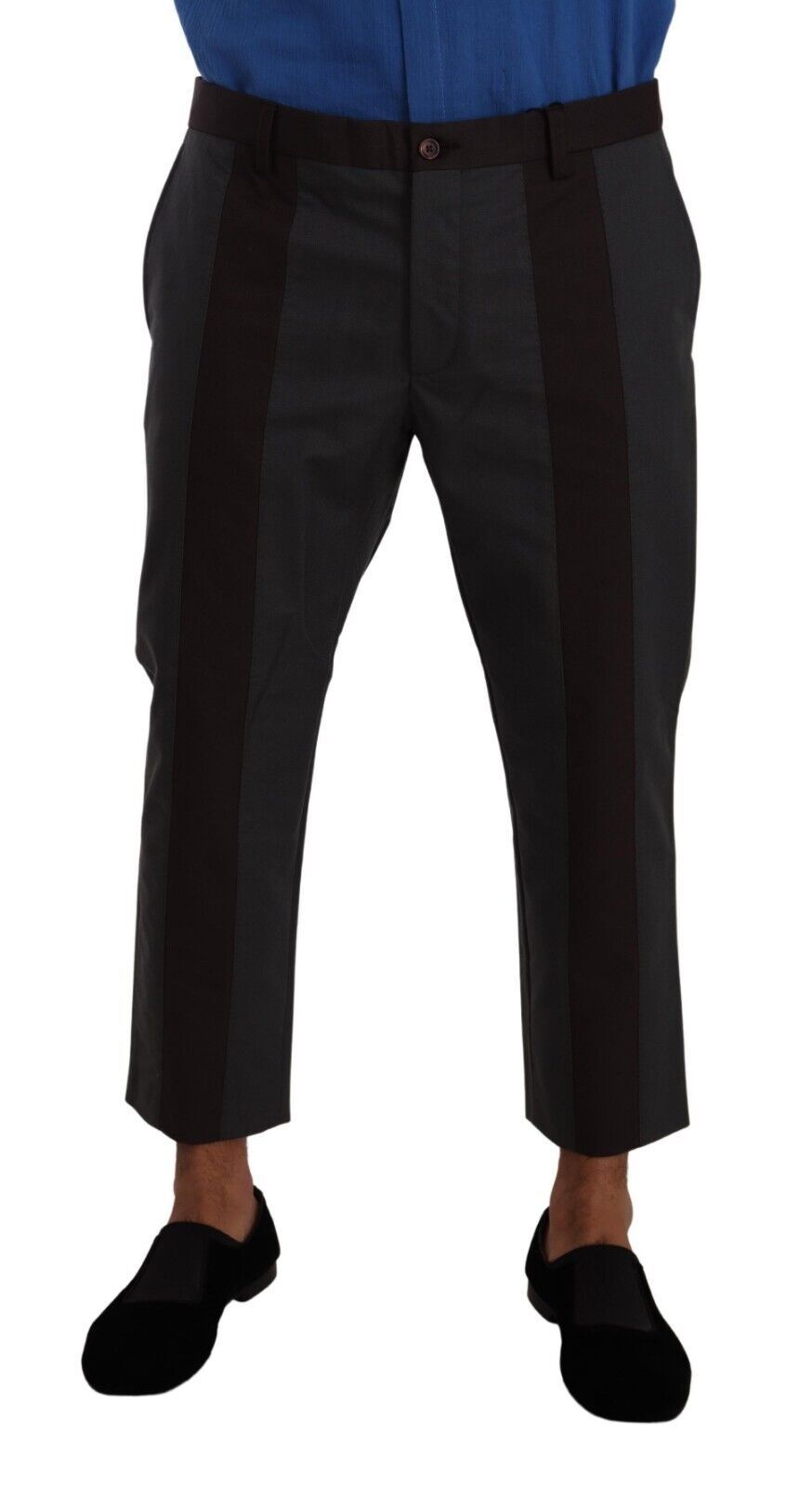 Dolce & Gabbana Gray Bordeaux Striped Cropped Trouser Men's Pants
