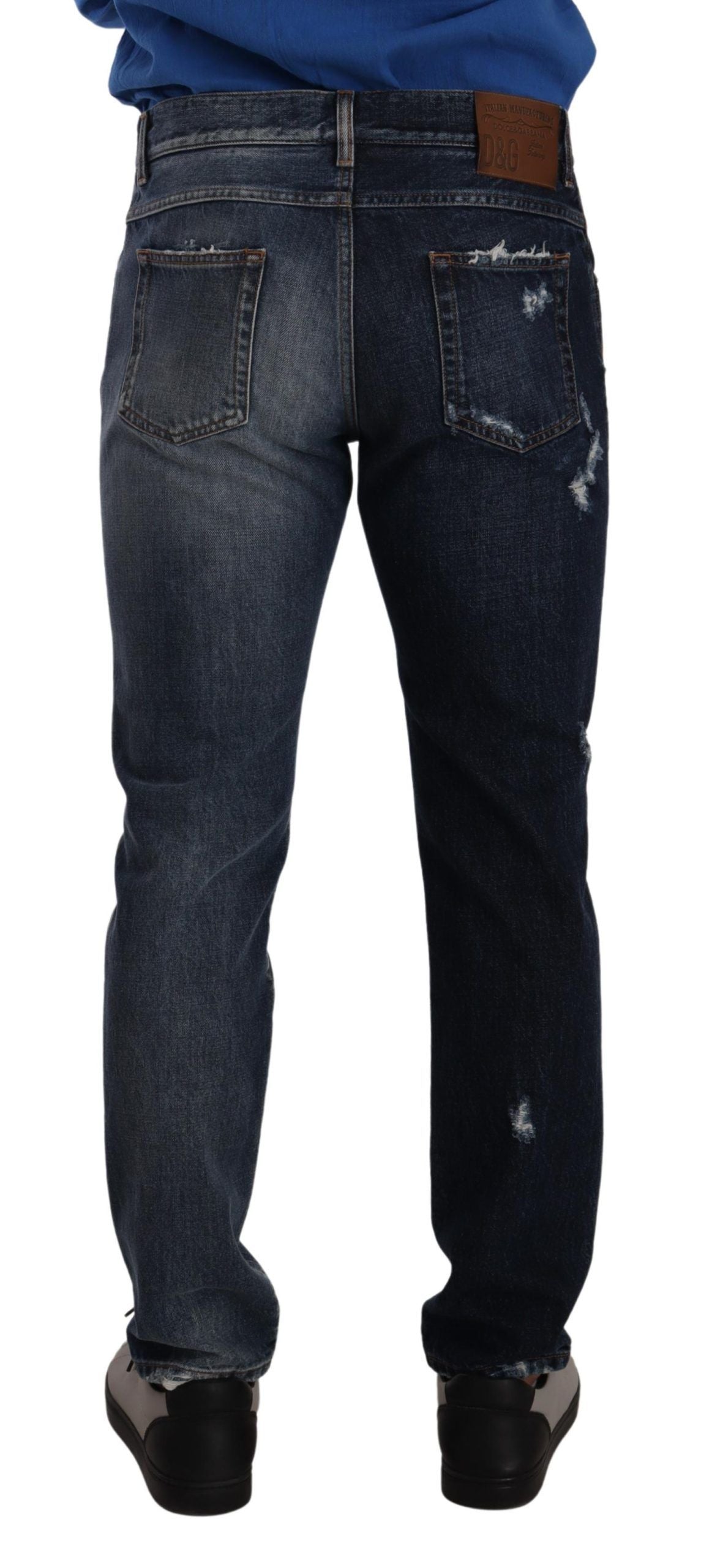 Dolce & Gabbana Blue Cotton Regular Denim Trousers Men's Jeans