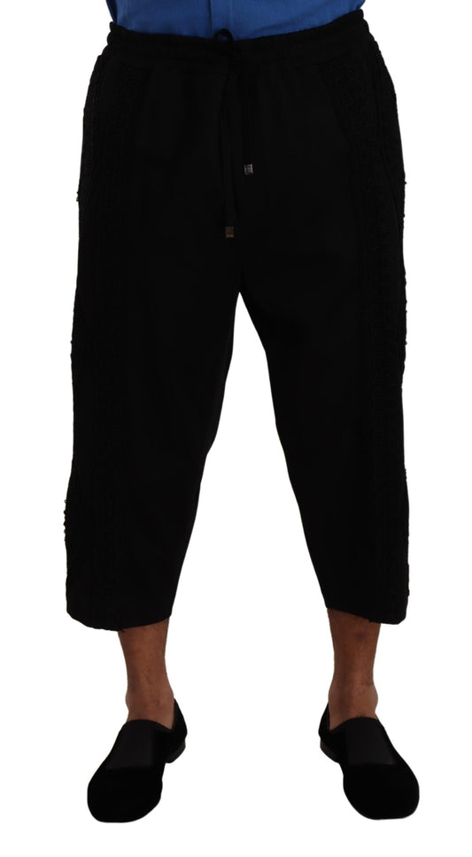 Dolce & Gabbana Black Cotton Torero SweatMen's Shorts Men's Pants