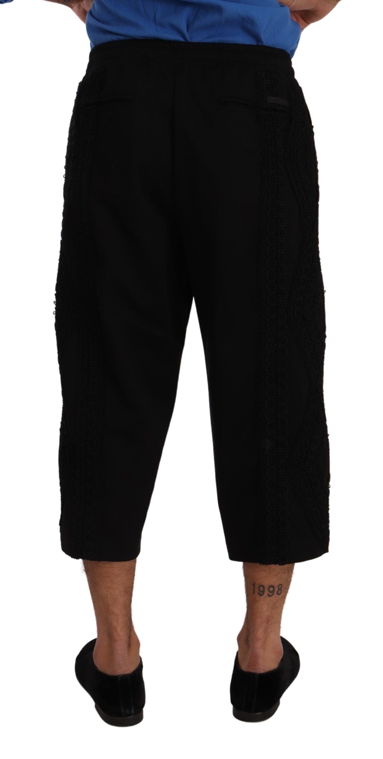 Dolce & Gabbana Black Cotton Torero Cropped Short Trouser Men's Pants