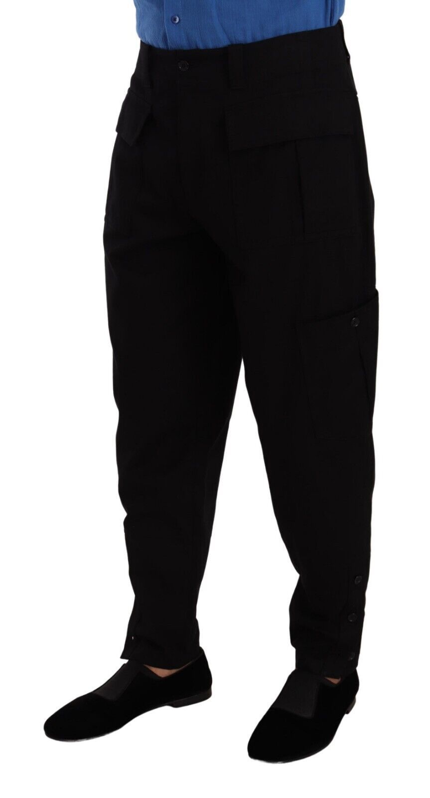 Dolce & Gabbana Black Cotton Stretch Tapered Cargo Men's Pants