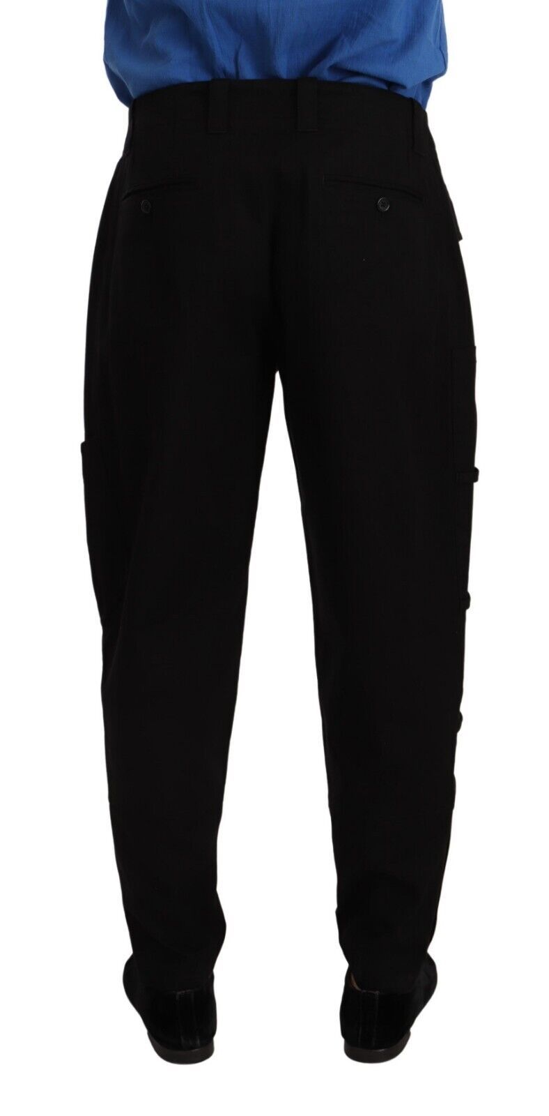 Dolce & Gabbana Black Cotton Stretch Tapered Cargo Men's Pants