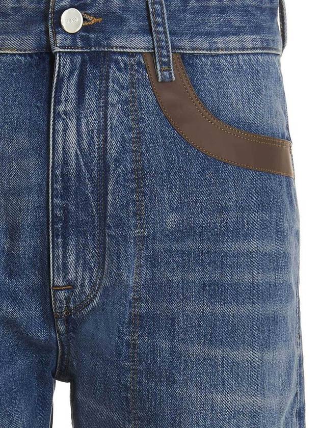 Fendi logo patch denim jeans blue