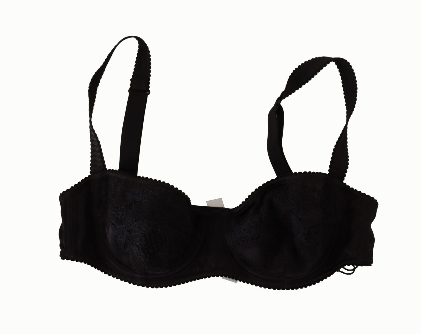 Dolce & Gabbana Black Polka Dot Satin Lace Balconette Women's Bra
