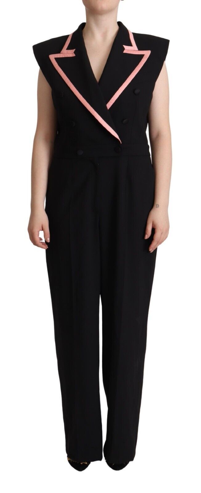 Dolce & Gabbana Black Wool Blend Sleeveless Jumpsuit Women's Dress