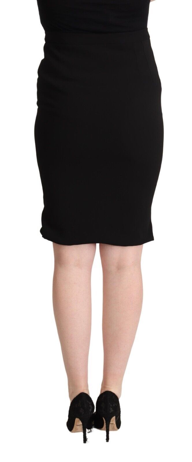 Dolce & Gabbana Black High Waist Knee Length Pencil Cut Women's Skirt