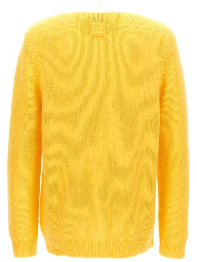Fendi Crew Neck Mohair Knit Top Yellow