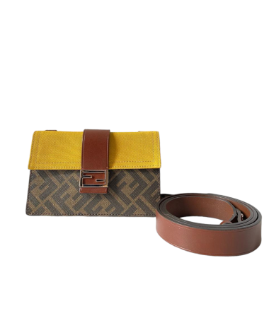 Fendi Brown Baguette FF Flat Shoulder Bag