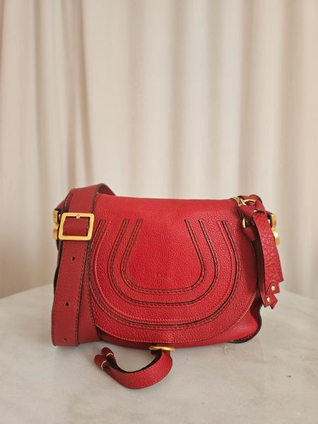 Chloe Red Marcie Zip Crossbody Bag