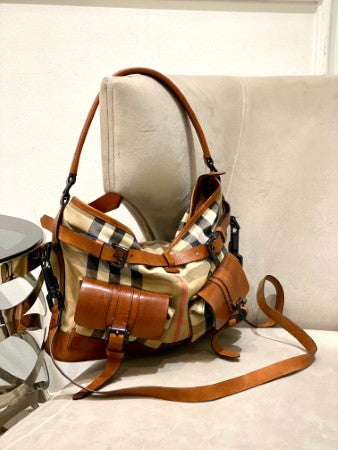 Burberry Brown Haymarket Front Pocket Bag