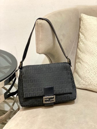 Fendi Black Zucca Mama Forever Shoulder Bag