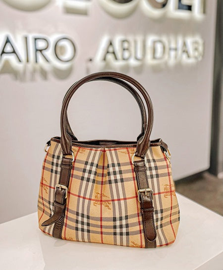 Burberry Brown Haymarket Check Small Northfield Tote Bag