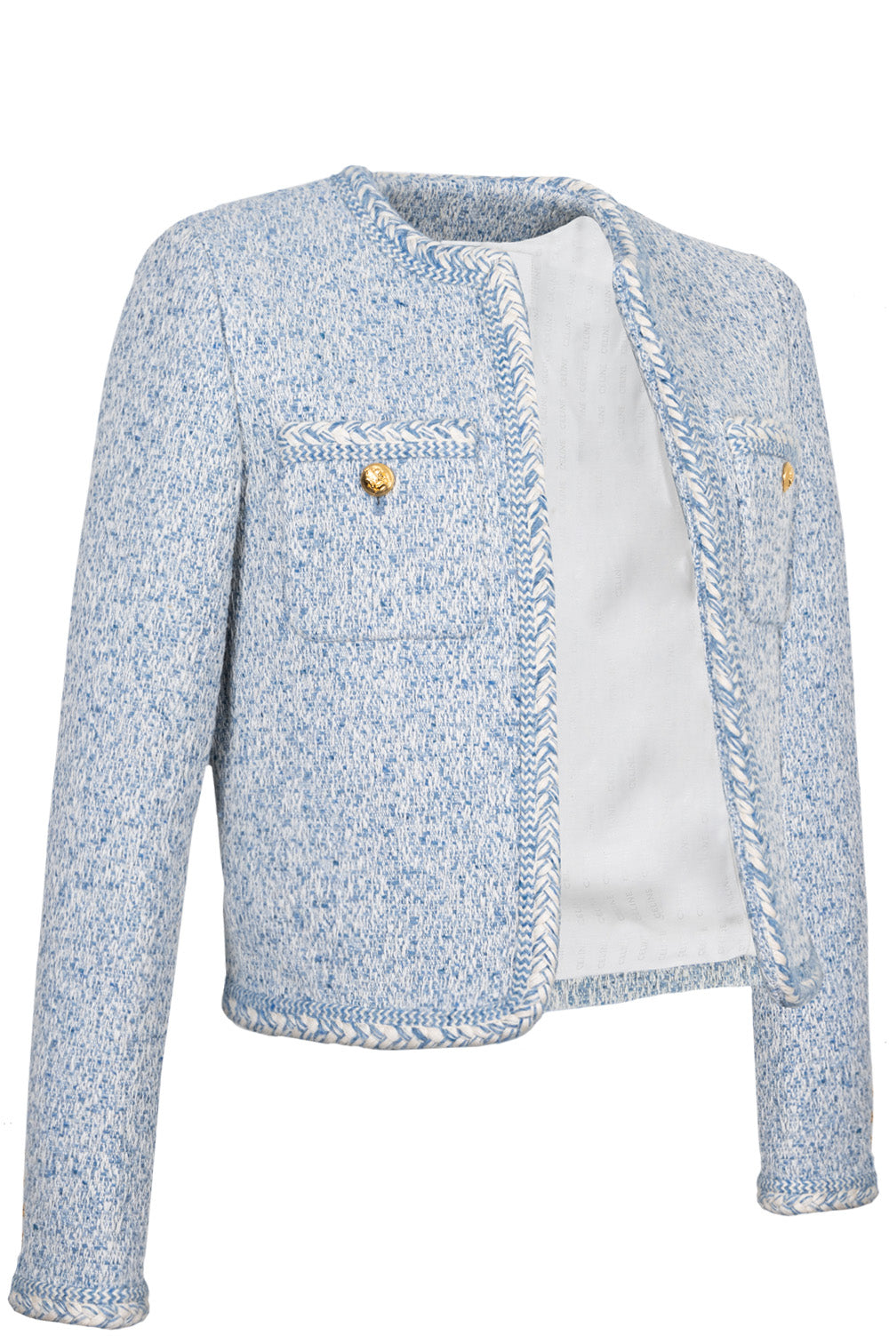 CELINE Tweed Jacket Blue White