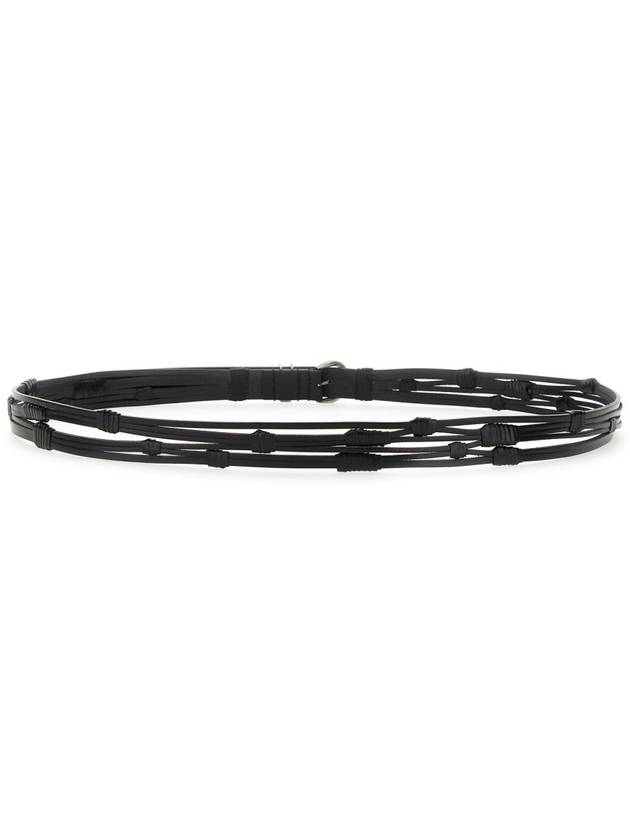 Saint Laurent Men's Croissant de Rune Leather Belt Black