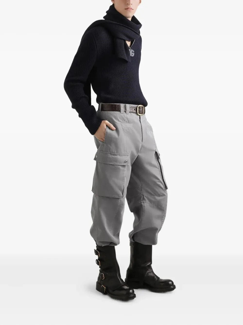 Dolce & Gabbana Men Zip Long Sleeve Mock-Neck Sweater