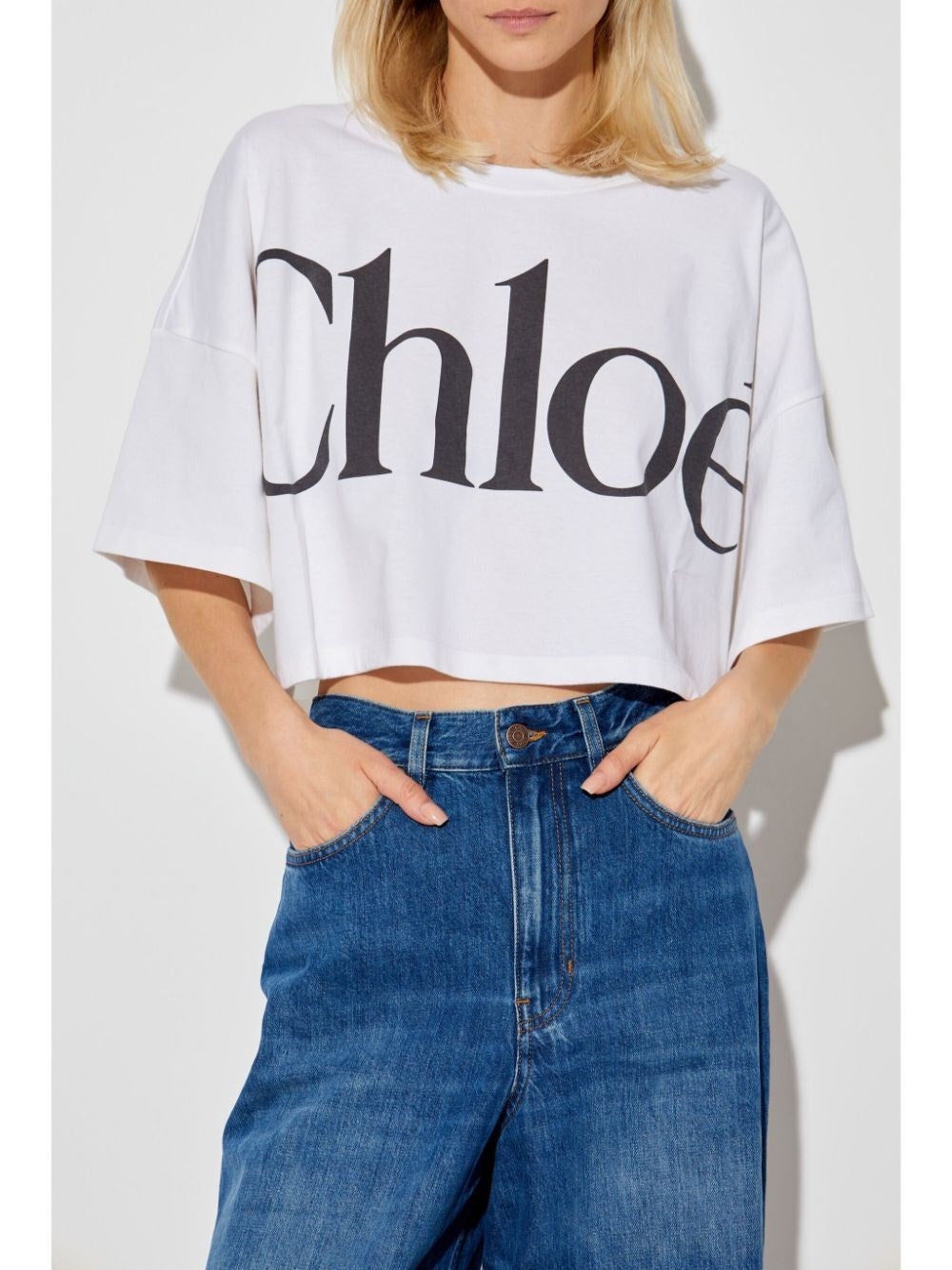 Chloe Women Cropped Boxy Logo T-Shirt