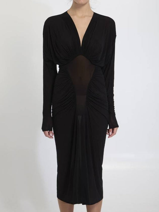 Saint Laurent Ruched Dress In Stretch Jersey