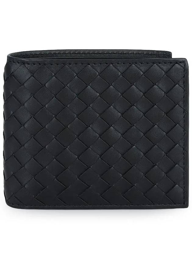 Bottega Veneta Intrecciato Weaving Half Wallet Dark Navy