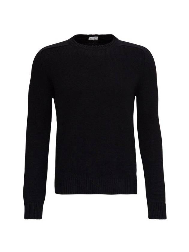Saint Laurent Men's Crewneck Cashmere Knit Top Black