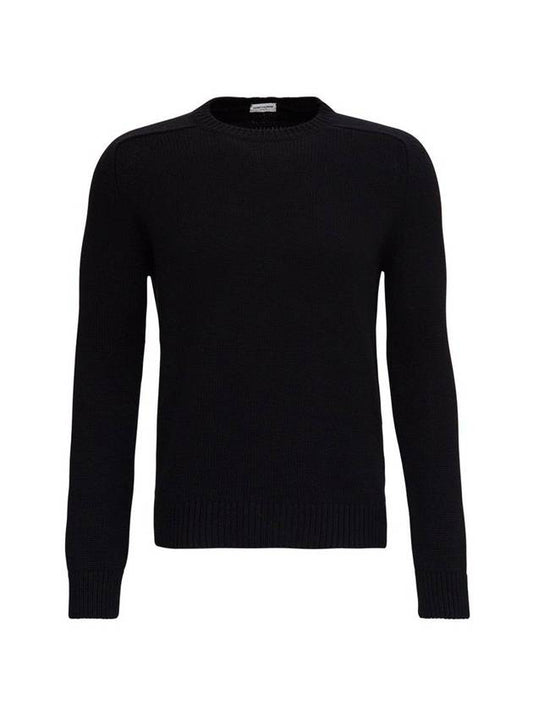 Saint Laurent Men's Crewneck Cashmere Knit Top Black