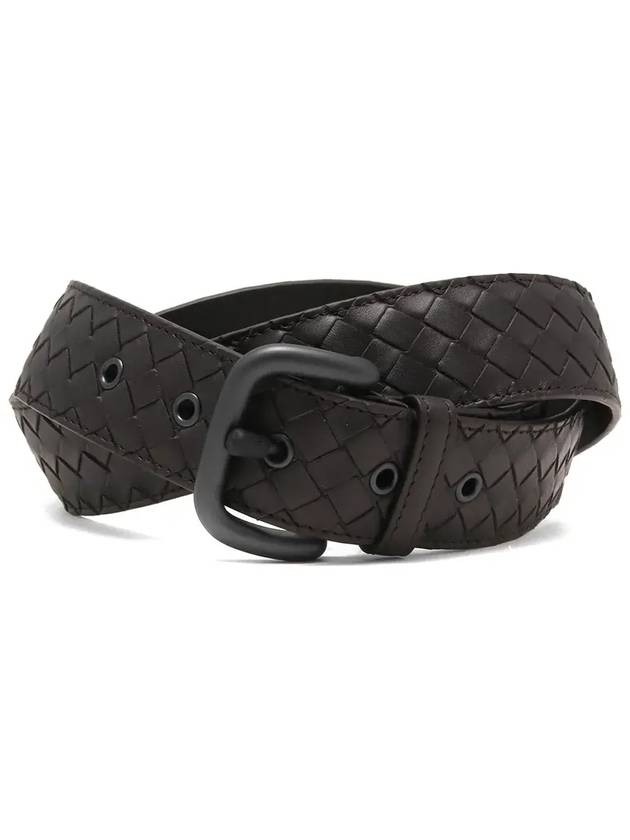Bottega Veneta Men's Intrecciato Weaving Leather Belt Brown
