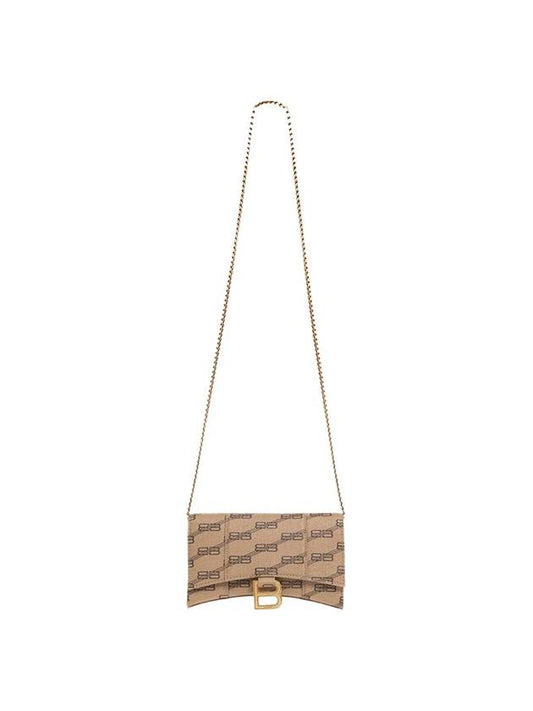 Balenciaga Hourglass BB Monogram Chain Long Wallet Brown