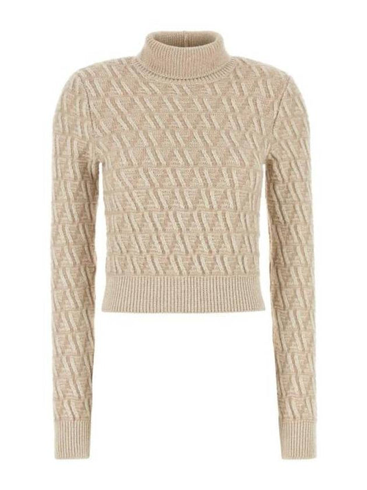Fendi Turtleneck Knit Top Beige
