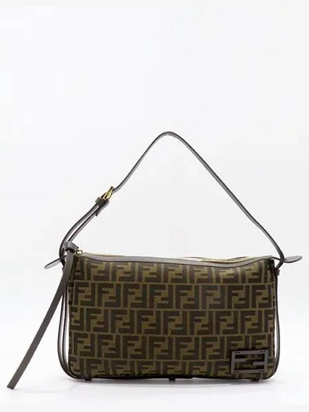 Fendi 8BR829 Brown FF Jacquard Fabric Simply Medium Shoulder Bag