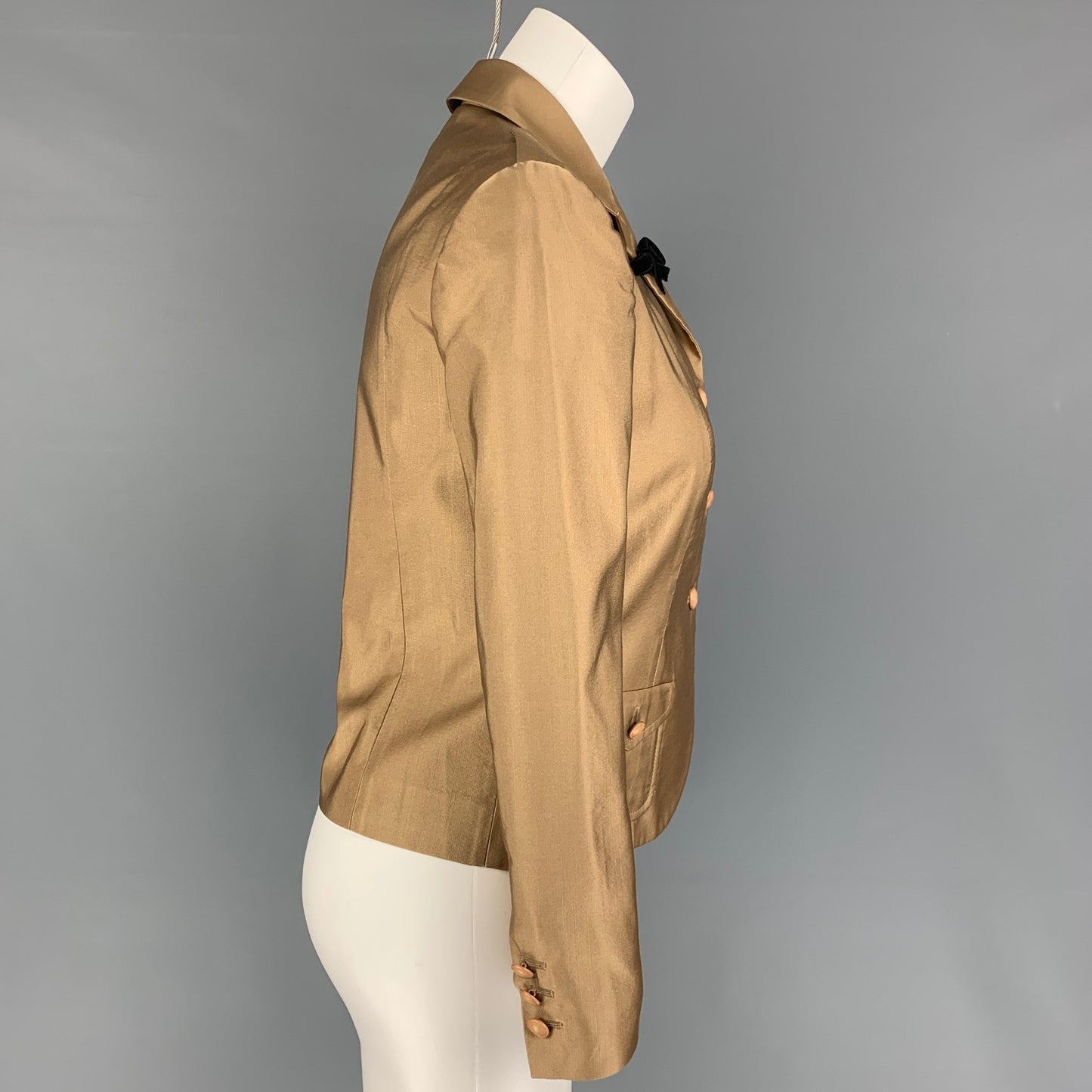 PRADA Size 6 Copper Wool Silk Single Breasted Jacket Blazer