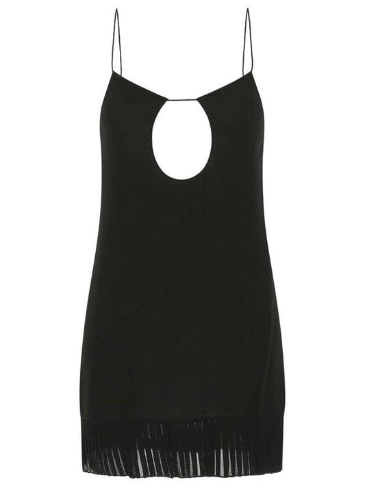 Saint Laurent Backless Viscose Short Dress Black