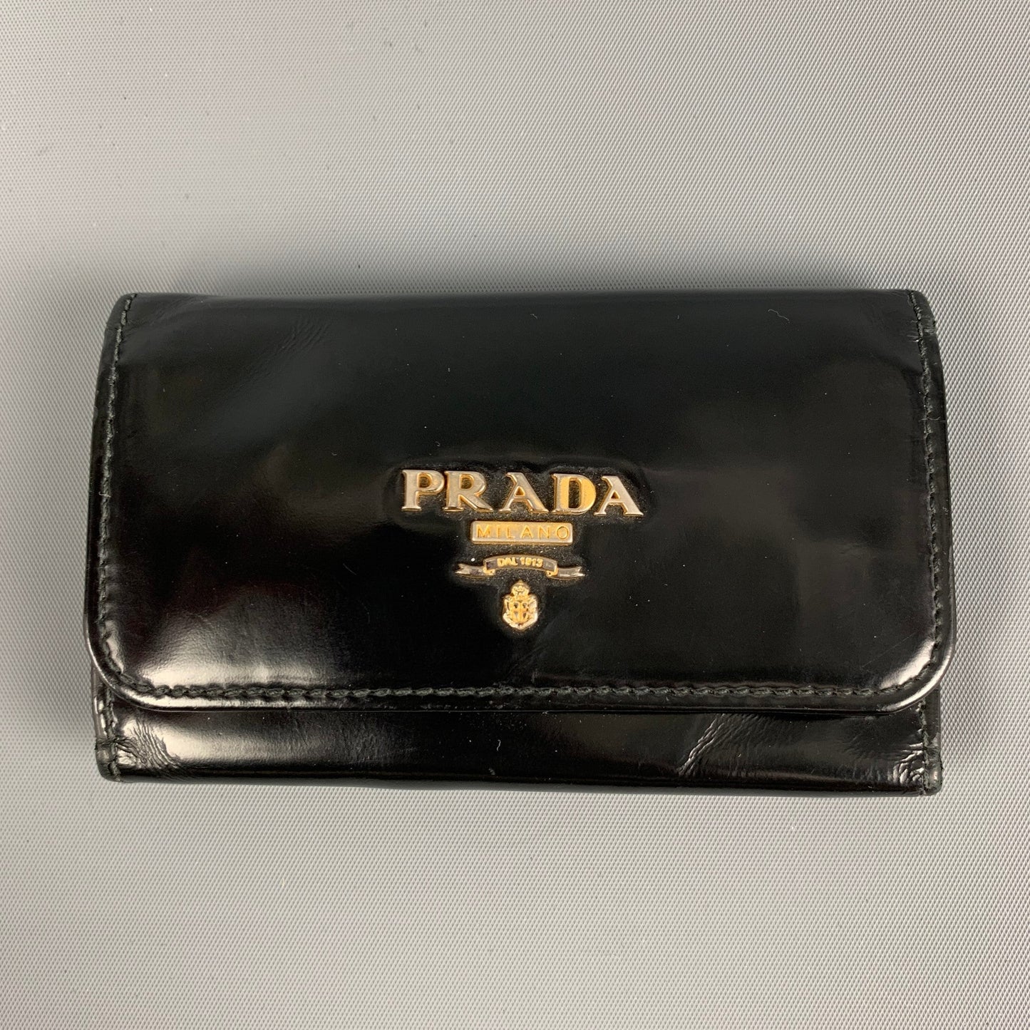 PRADA Black Patent Leather 4 Key Holder