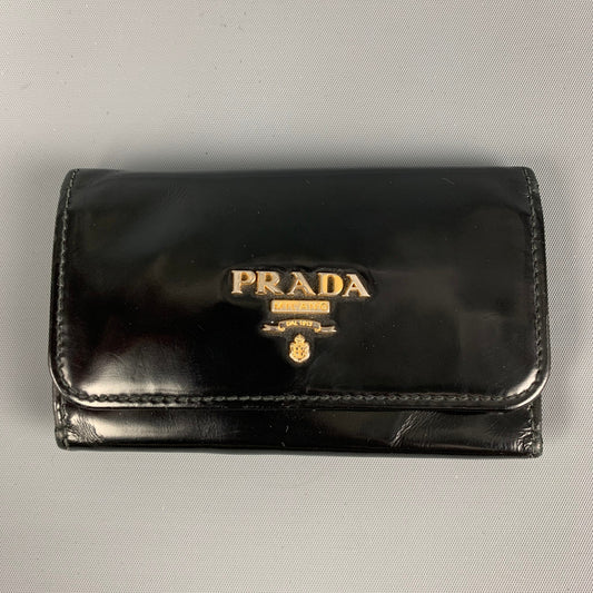 PRADA Black Patent Leather 4 Key Holder