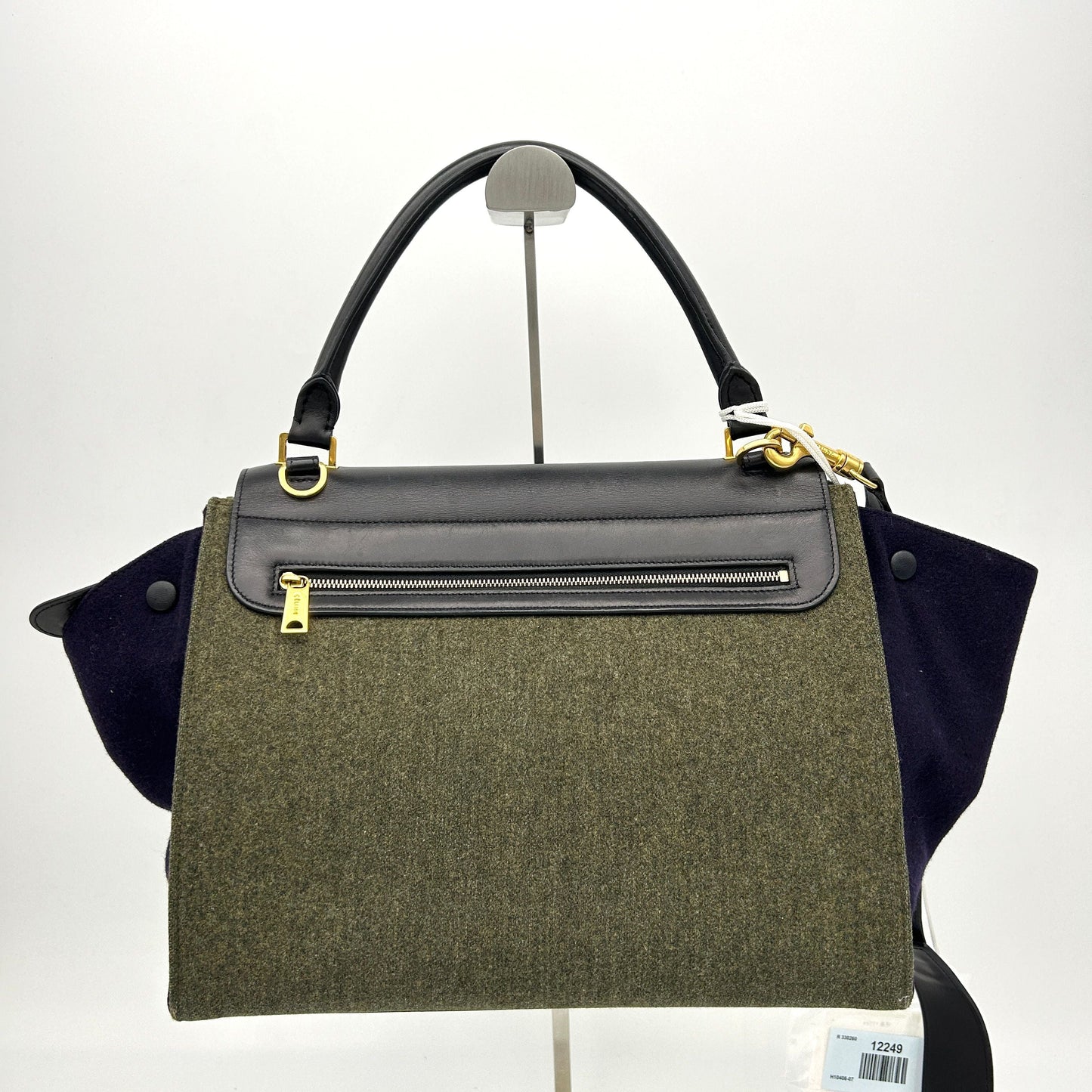 Celine Traps handbag Felt x Calf Black/Gray shoulder handbag 2WAY  LA12249