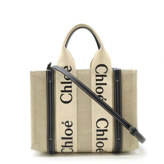 Chloe Woody Small Canvas Leather Handbag
