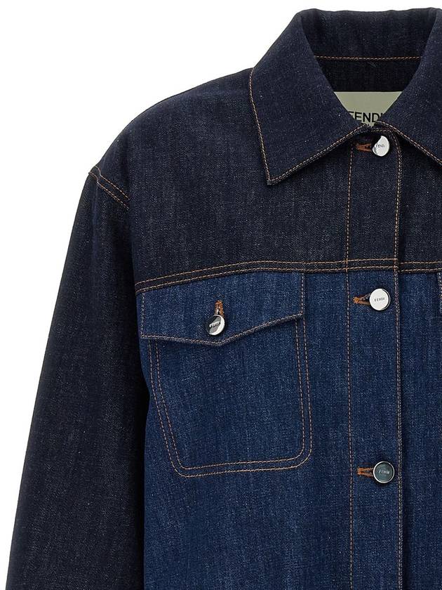 Fendi Two Tone Denim Jacket Blue