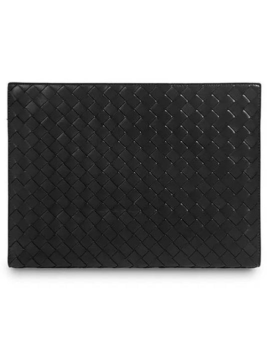 Bottega Veneta Intrecciato Document Case Clutch Bag Black