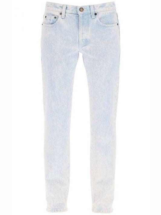 Saint Laurent Women's Logo Skinny Jeans Light Grey