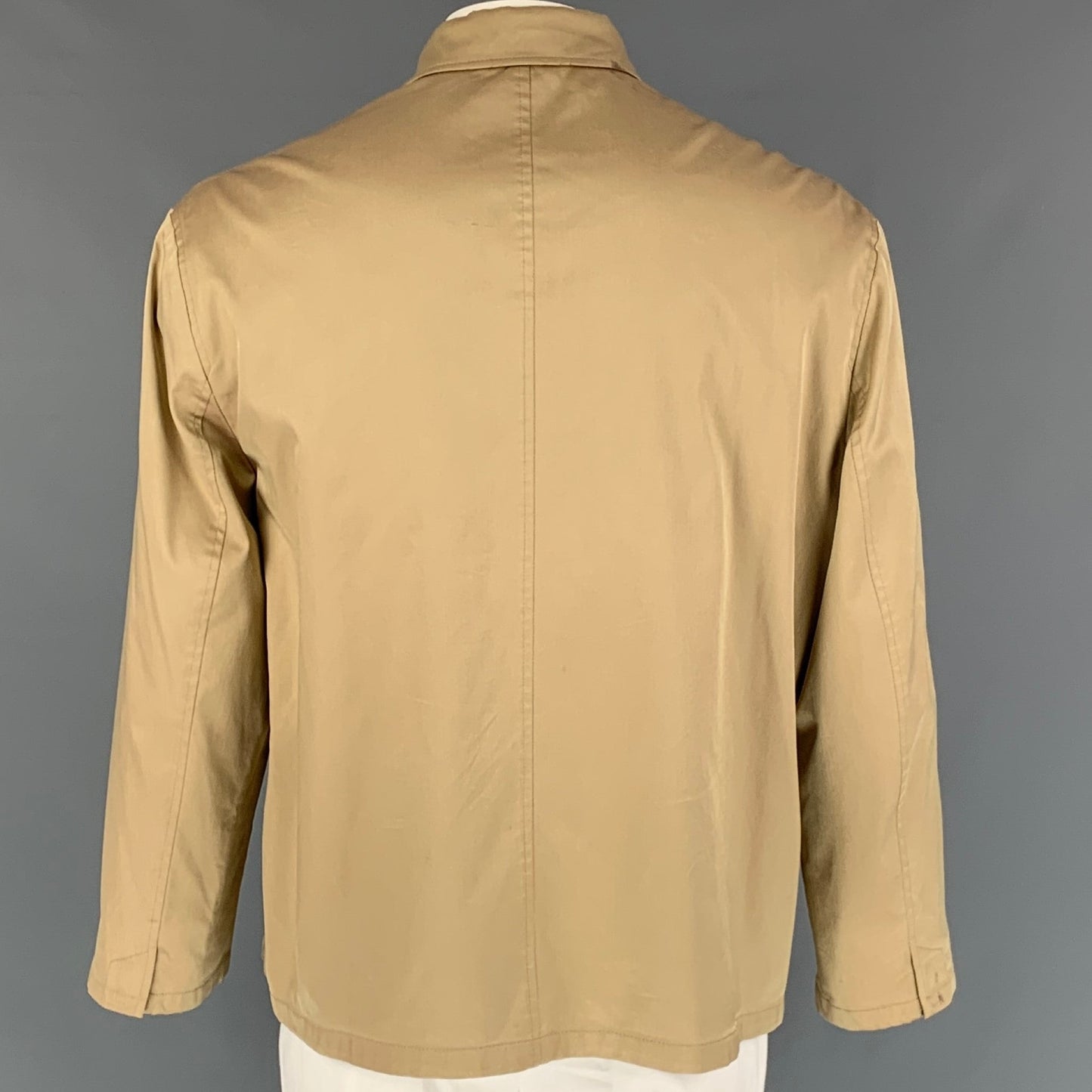 PRADA Size XL Beige Solid Silk Blend Zip & Velcro Jacket