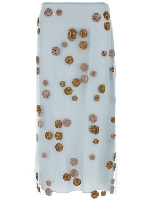 Fendi Embroidered Tulle Skirts Light Blue